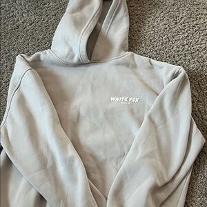 Women's Gray White Fox Hoodie Sweater